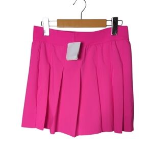 NWT Fabletics Hot Shot Pleated Skirt Classic Mini Miami Pink Neon Size M W/Short